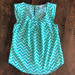 Candies XS green and white dressy chevron shirt.